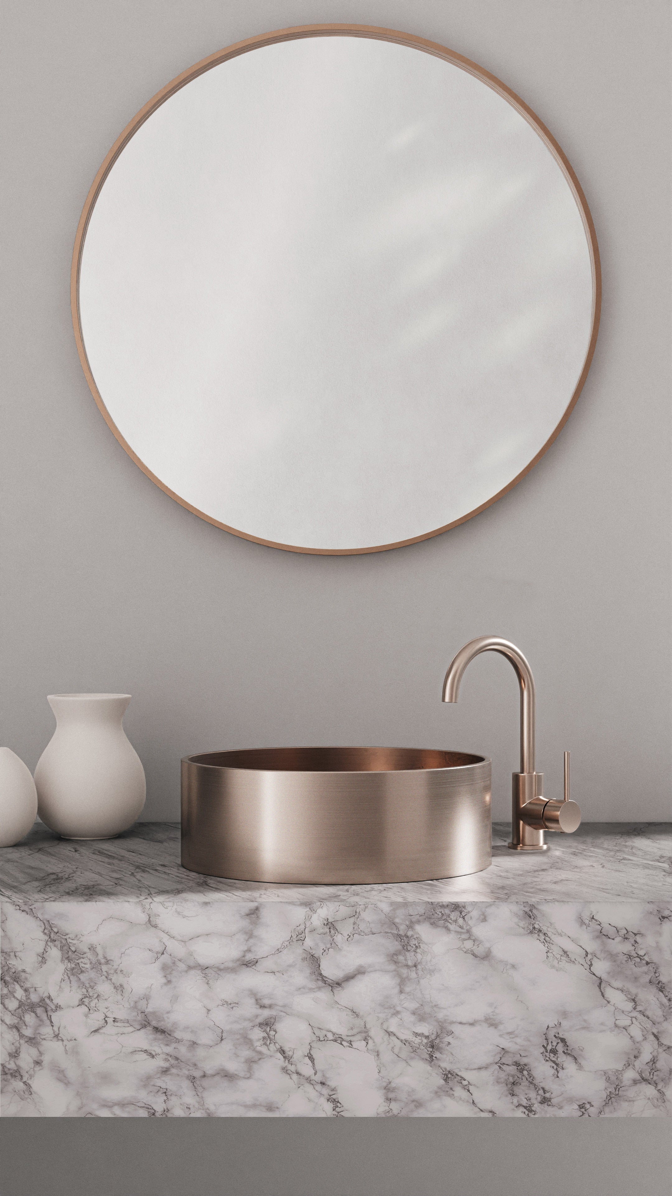 Meir Round Gooseneck Basin Mixer Champagne