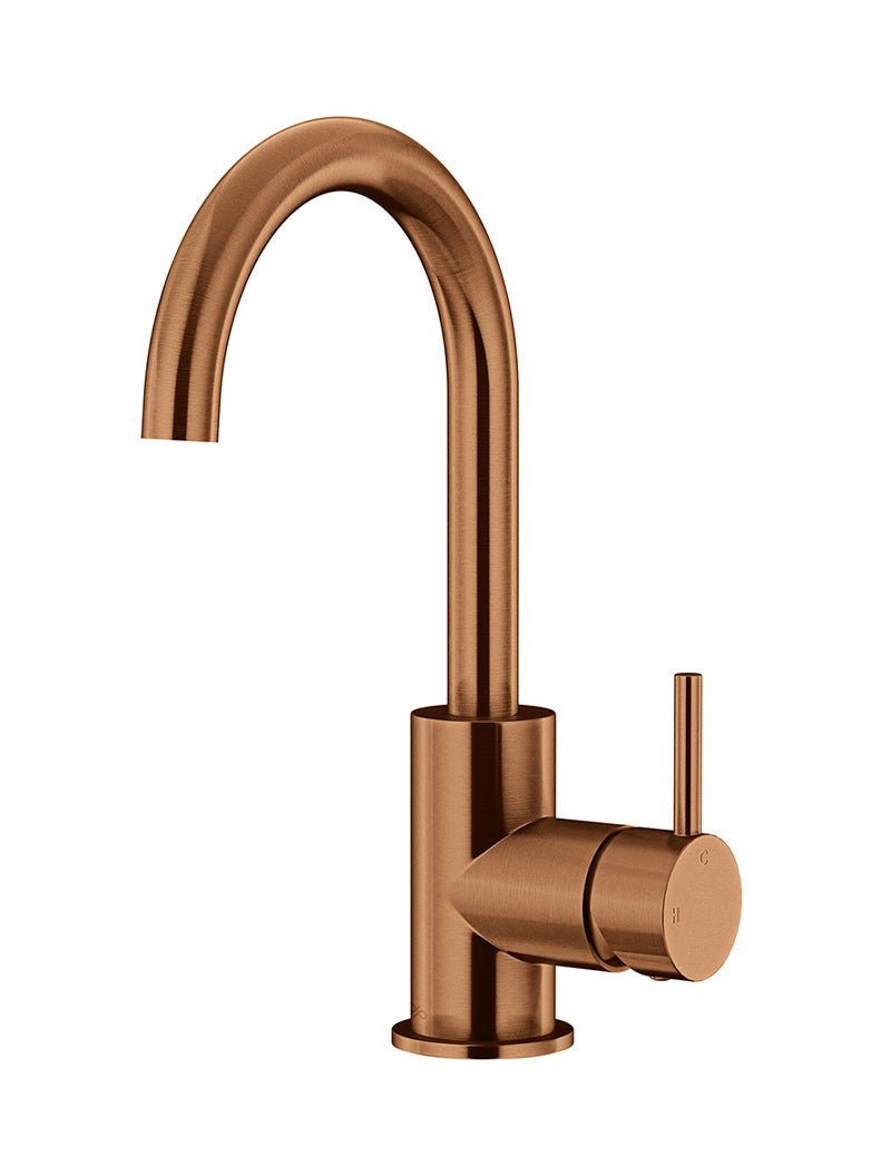 Meir Round Gooseneck Basin Mixer Lustre Bronze