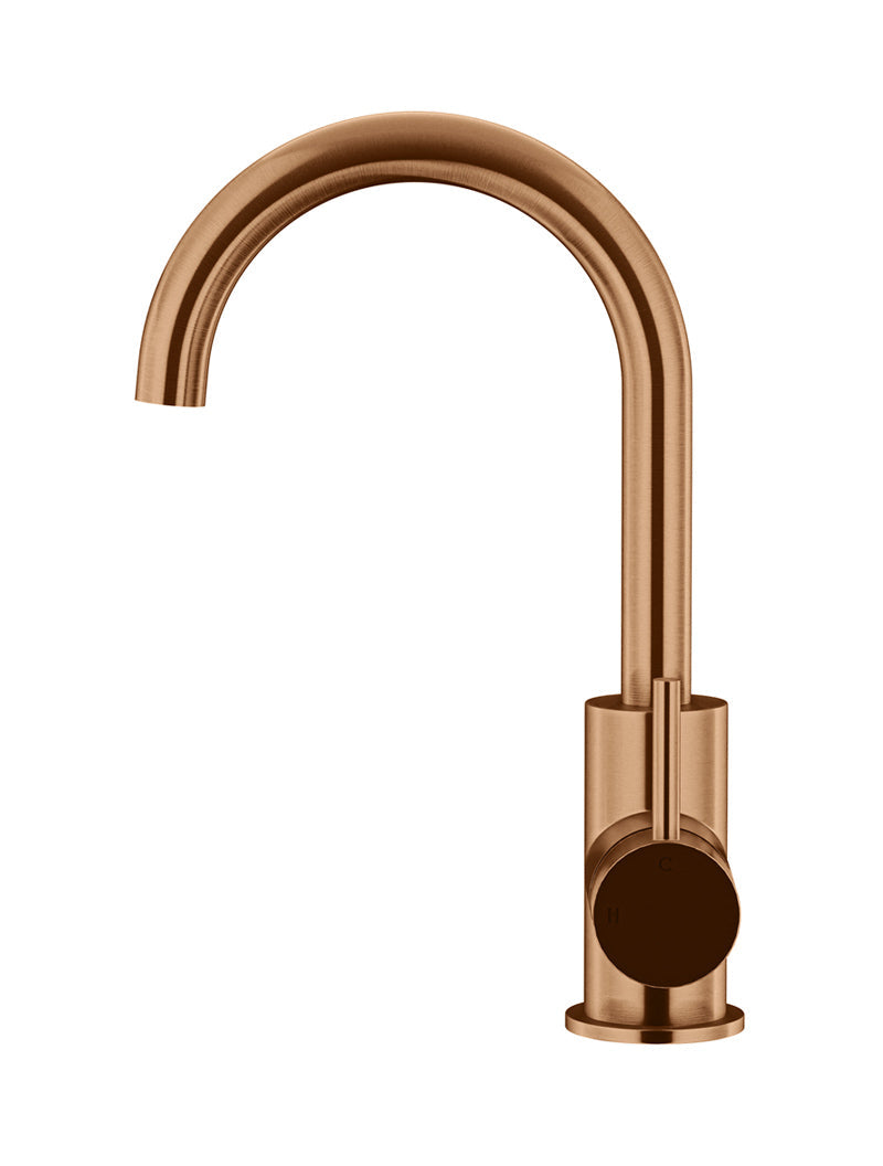 Meir Round Gooseneck Basin Mixer Lustre Bronze