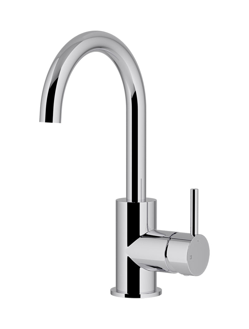 Meir Round Gooseneck Basin Mixer Polished Chrome