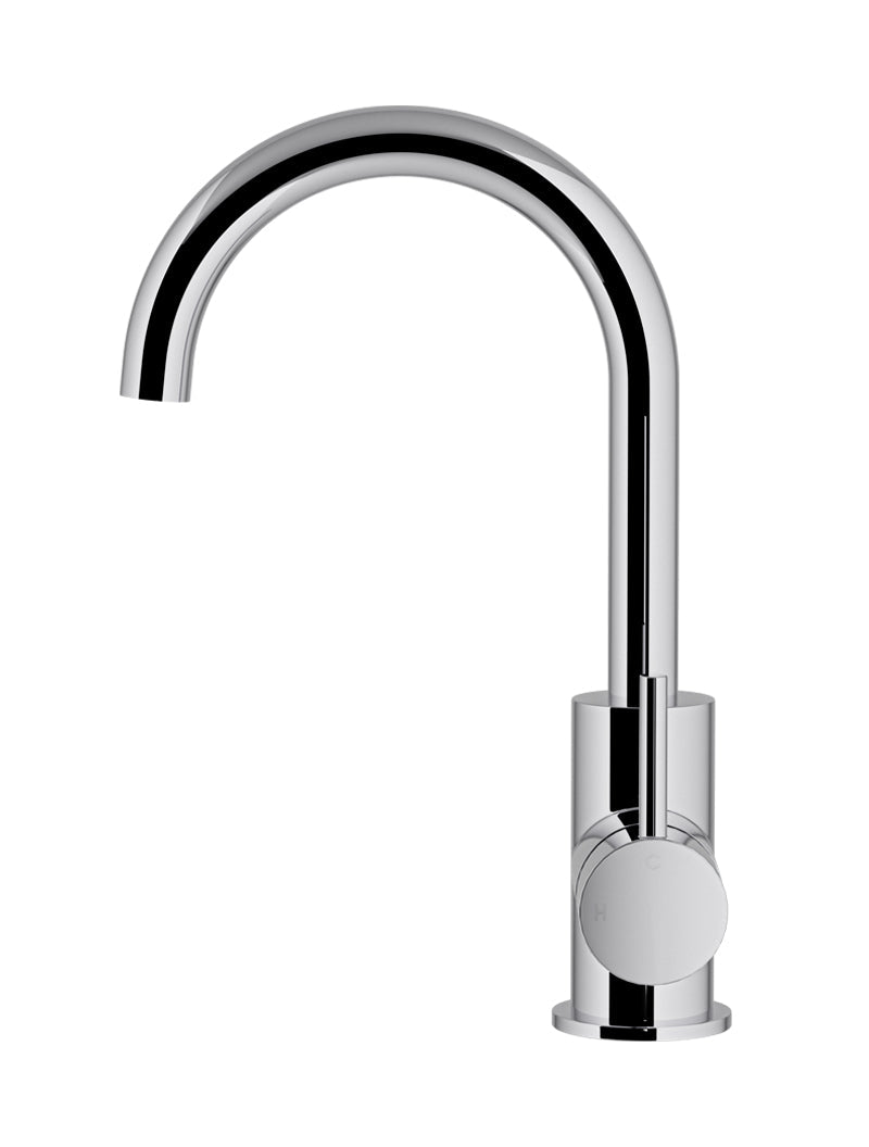 Meir Round Gooseneck Basin Mixer Polished Chrome