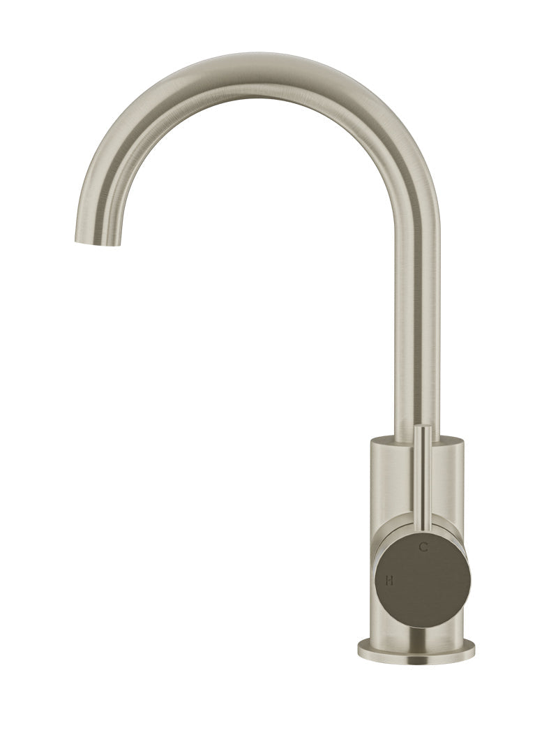 Meir Round Gooseneck Basin Mixer PVD Brushed Nickel
