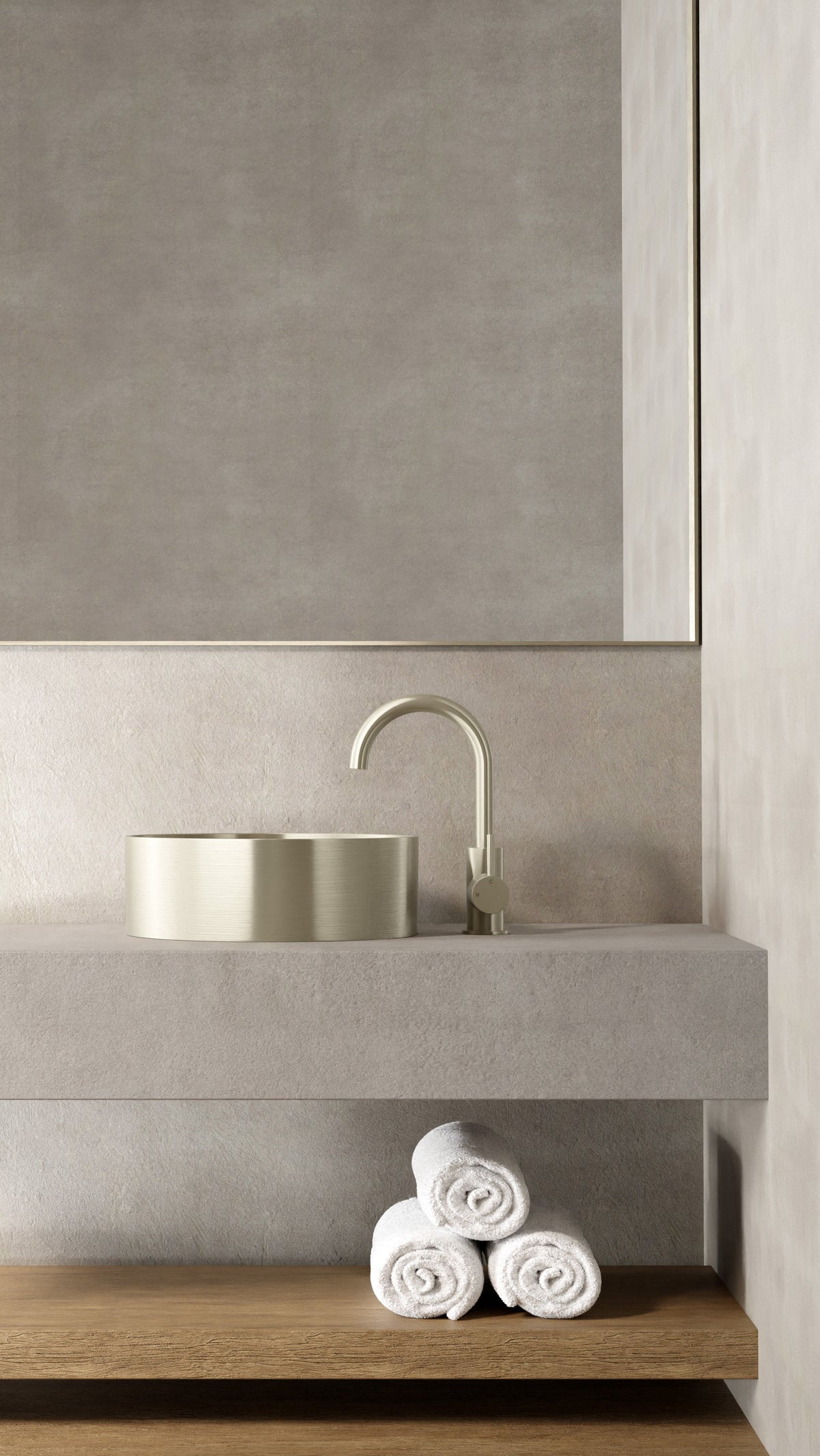 Meir Round Gooseneck Basin Mixer PVD Brushed Nickel