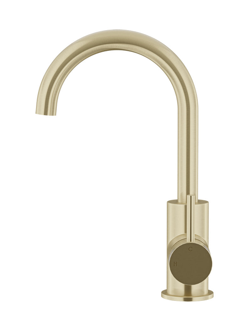 Meir Round Gooseneck Basin Mixer PVD Tiger Bronze