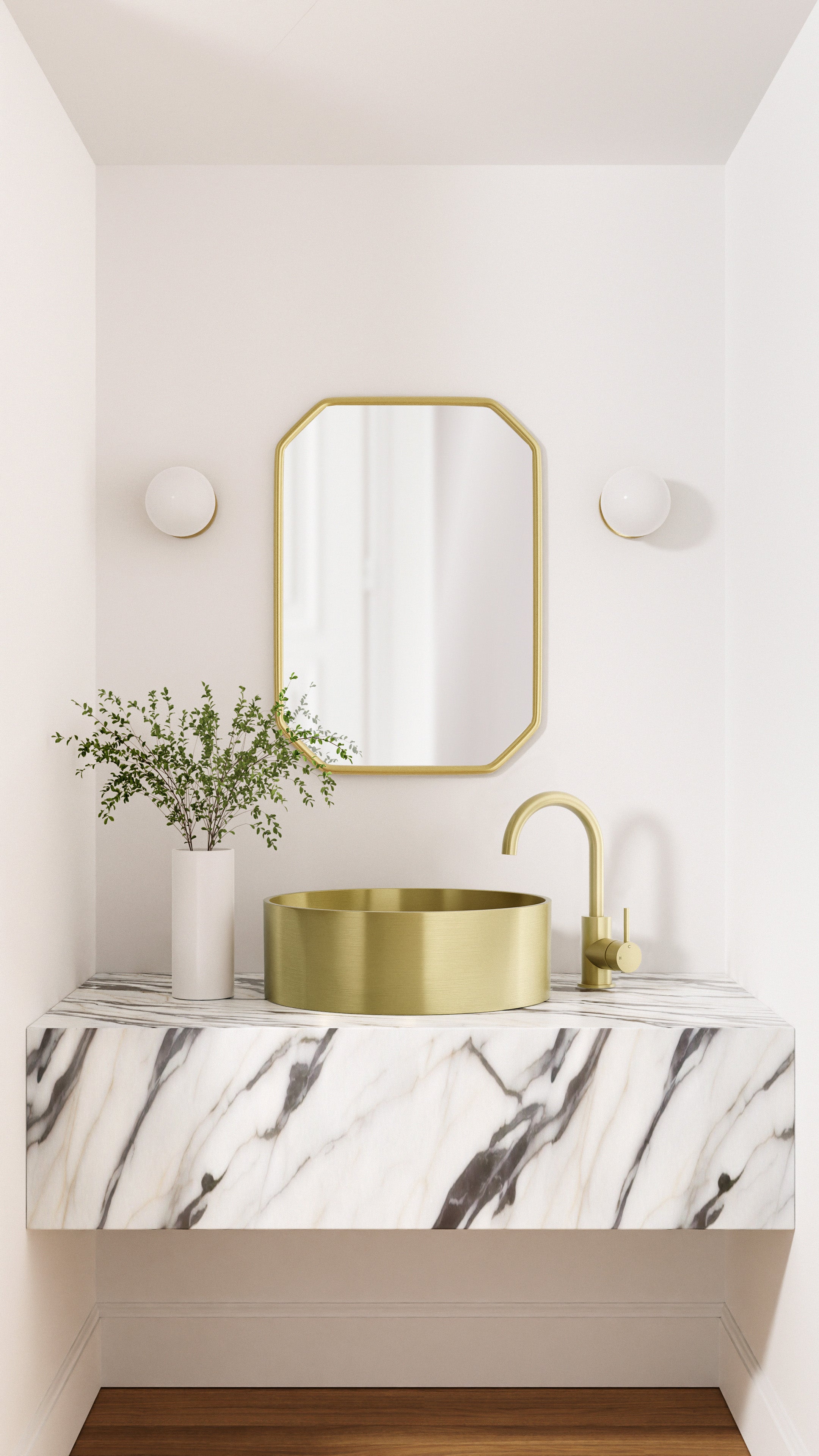Meir Round Gooseneck Basin Mixer PVD Tiger Bronze