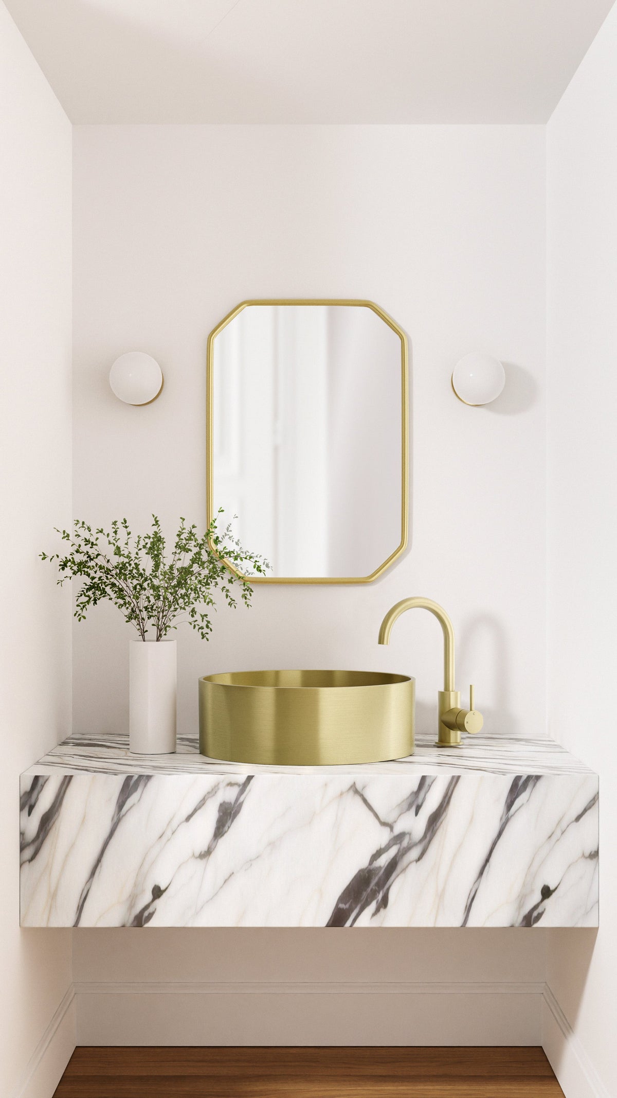 Meir Round Gooseneck Basin Mixer PVD Tiger Bronze