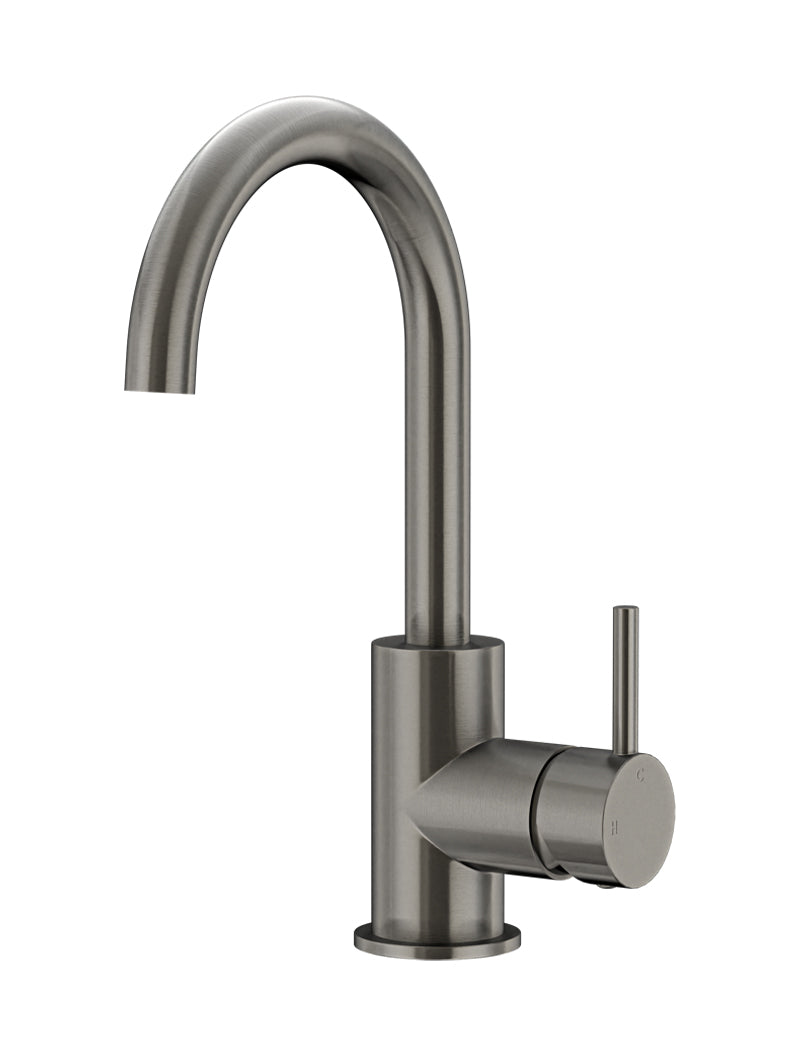 Meir Round Gooseneck Basin Mixer Shadow Gunmetal