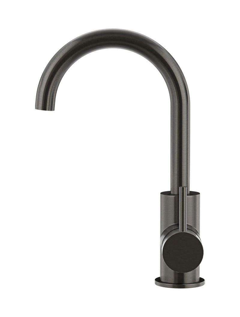 Meir Round Gooseneck Basin Mixer Shadow Gunmetal