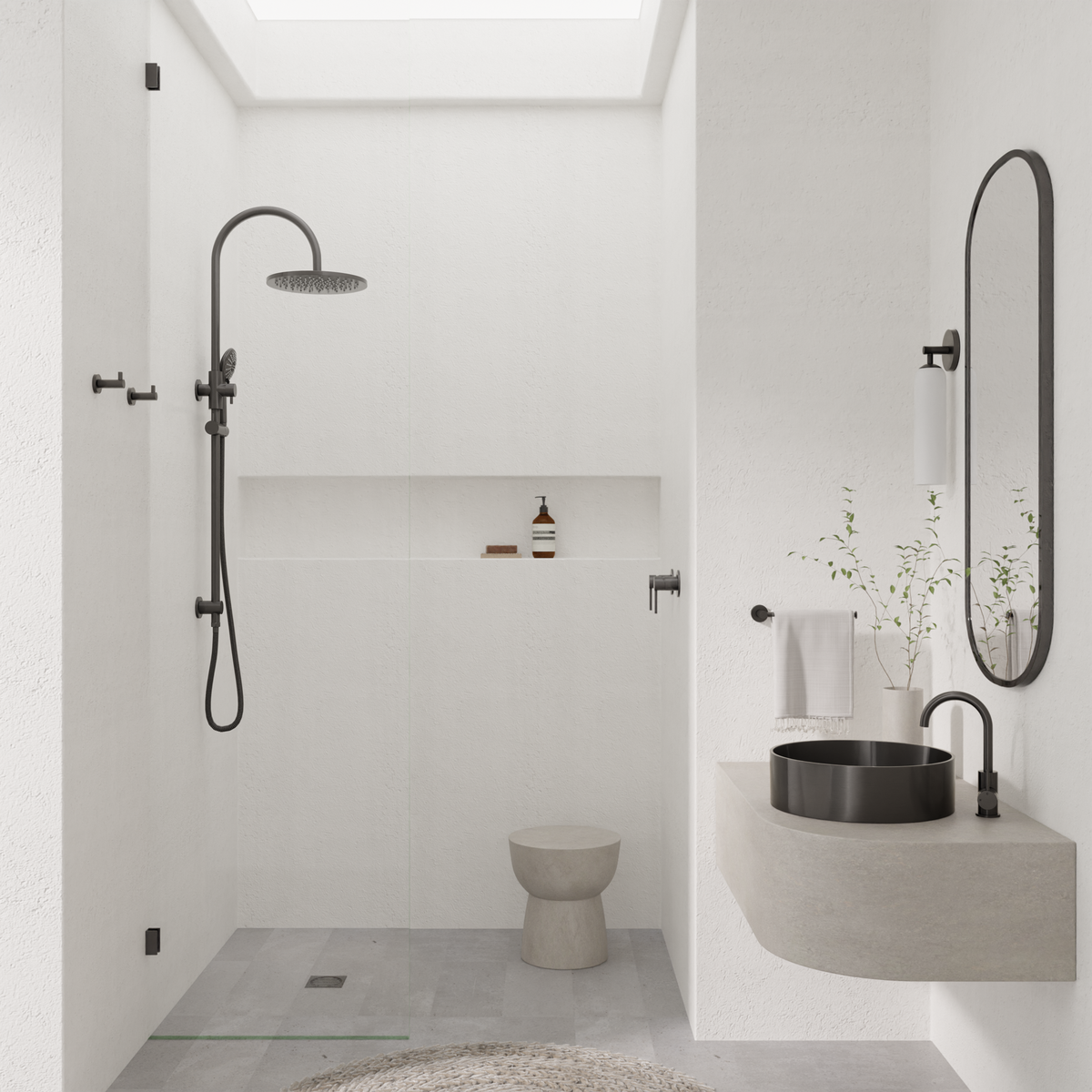 Meir Round Gooseneck Basin Mixer Shadow Gunmetal