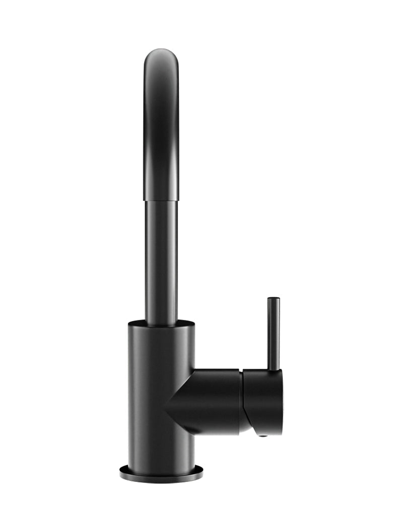 Meir Round Gooseneck Basin Mixer Tap Matte Black
