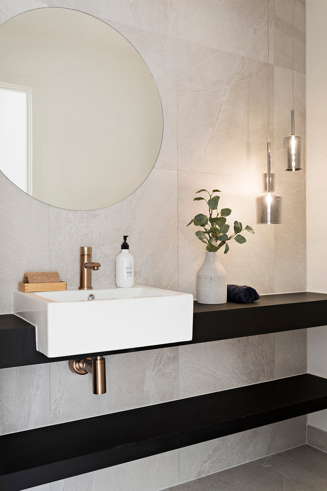 Meir Round Pinless Basin Mixer Champagne
