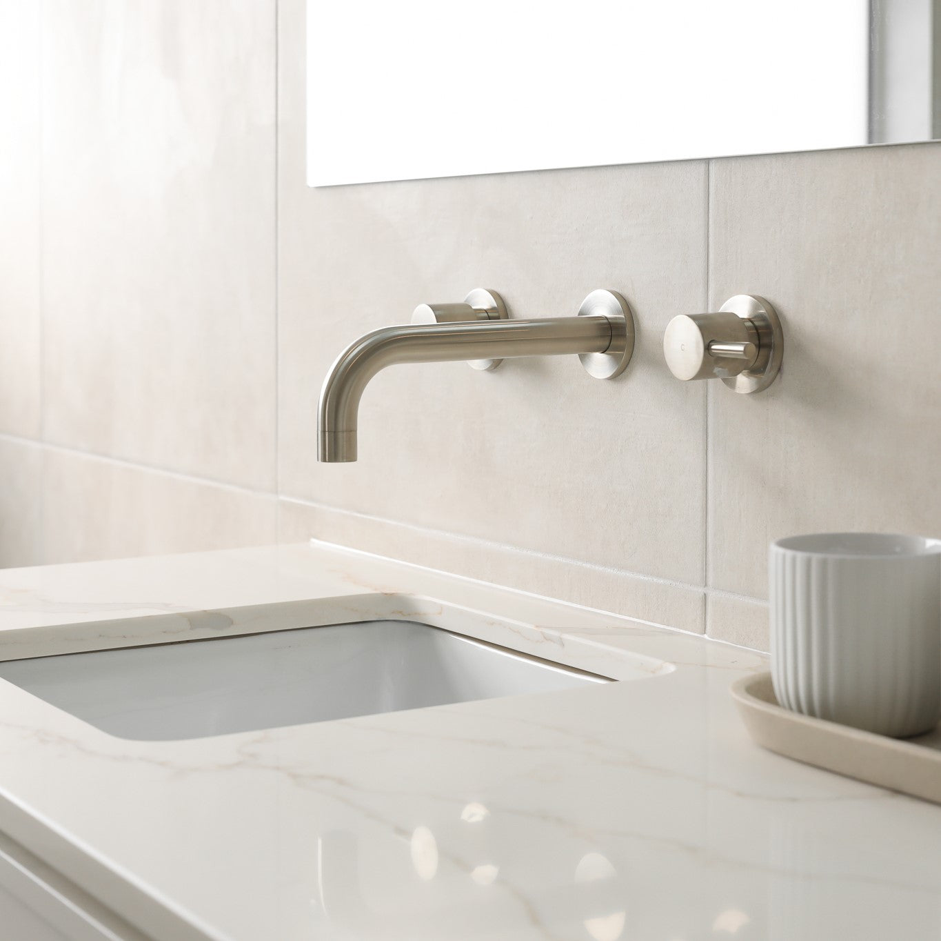 Meir Round Quarter Turn Wall Top Assemblies PVD Brushed Nickel