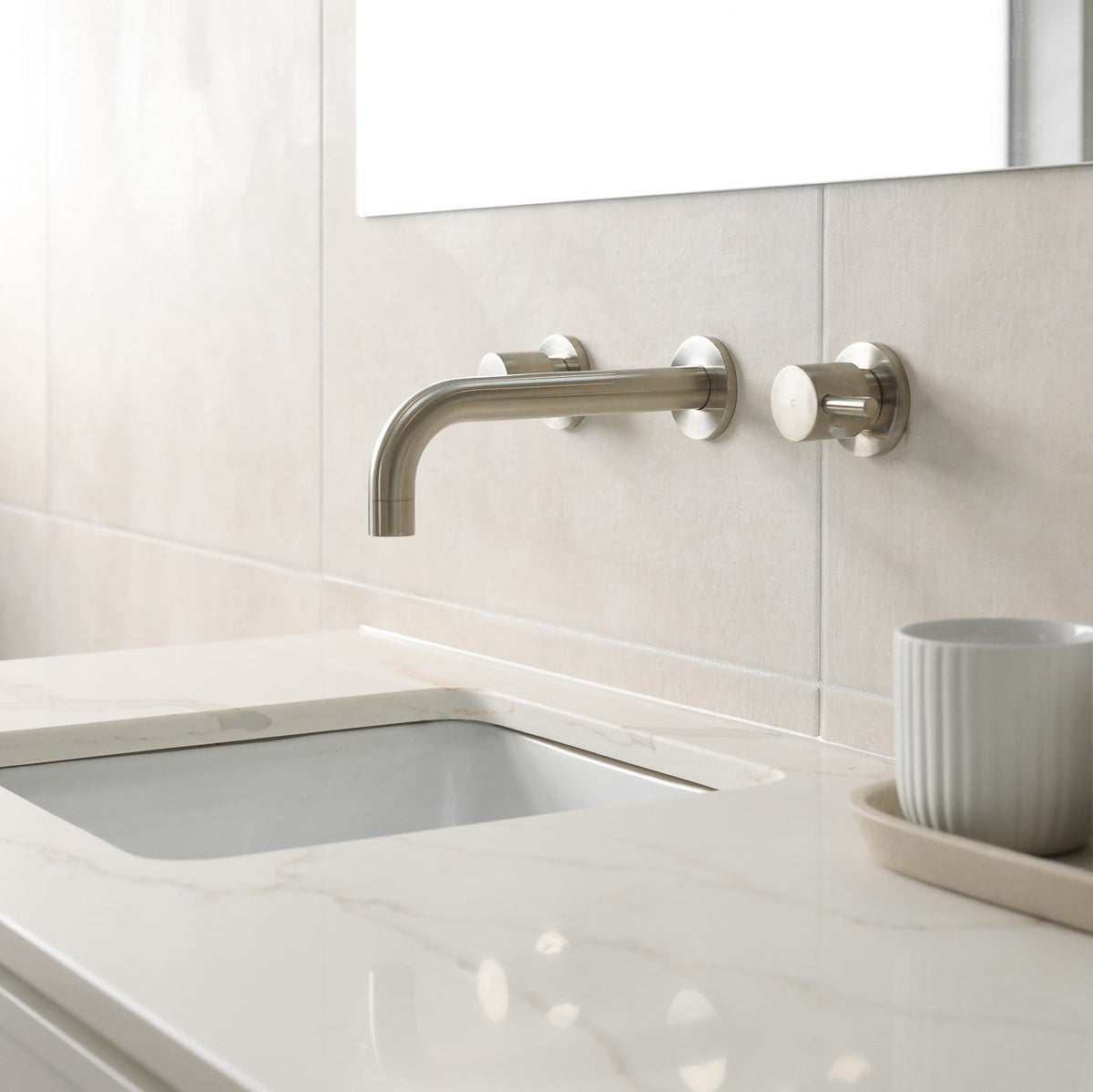 Meir Round Quarter Turn Wall Top Assemblies PVD Brushed Nickel