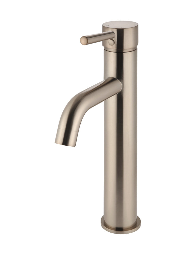 Meir Round Tall Basin Mixer Curved Champagne