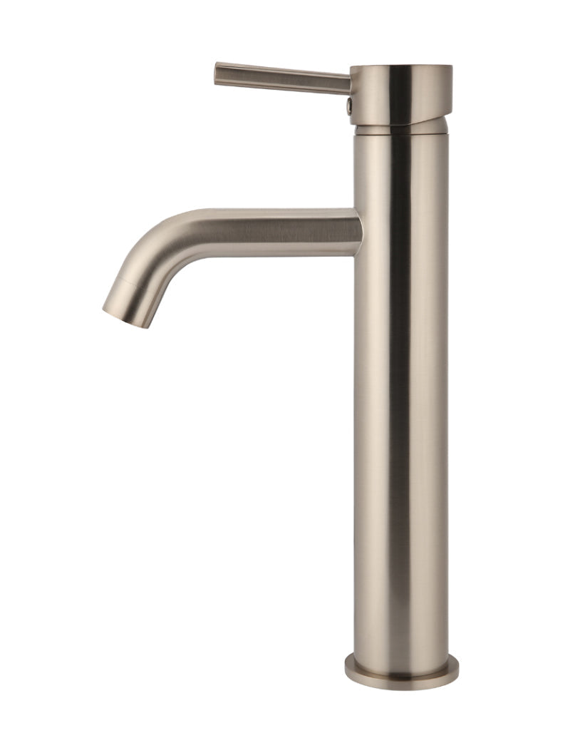 Meir Round Tall Basin Mixer Curved Champagne