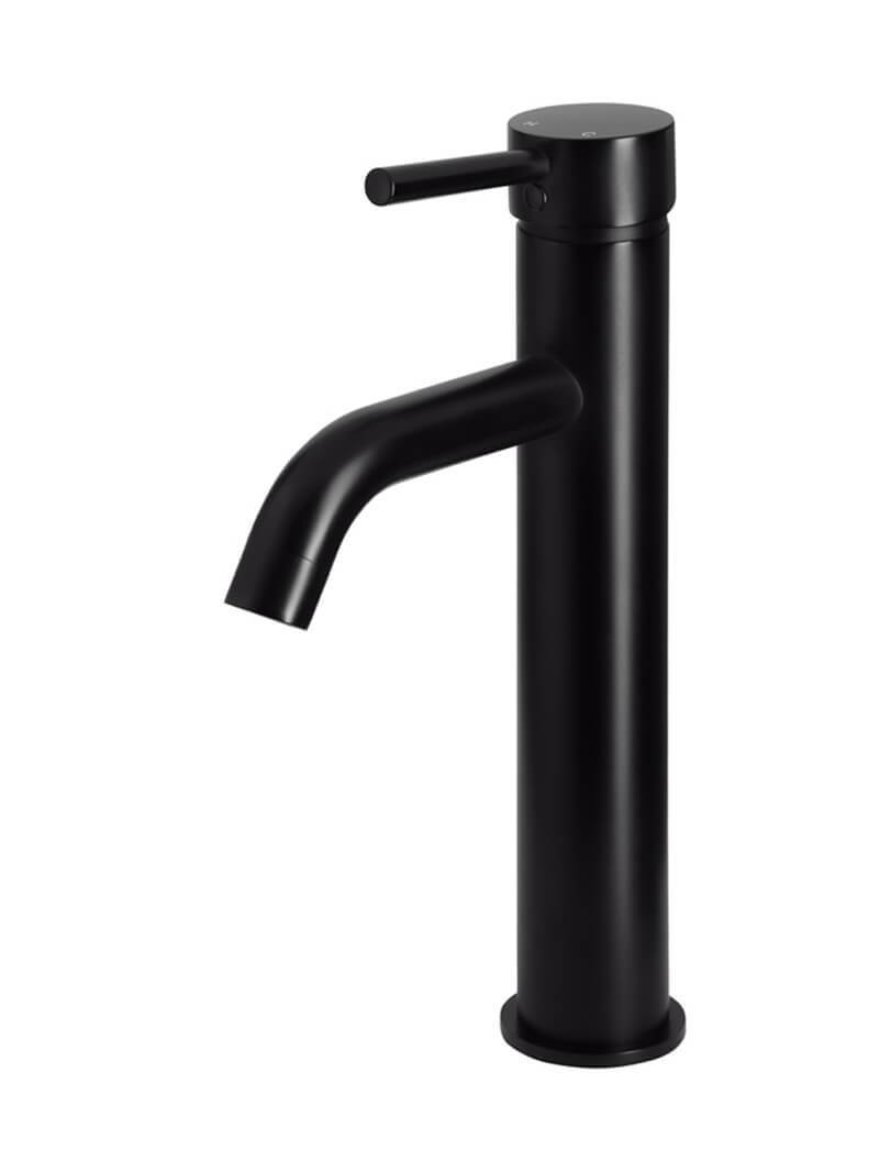 Meir Round Tall Basin Mixer Curved Matte Black