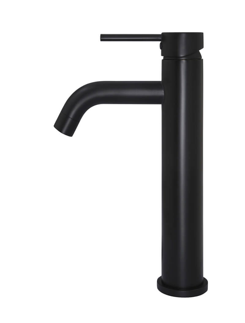 Meir Round Tall Basin Mixer Curved Matte Black