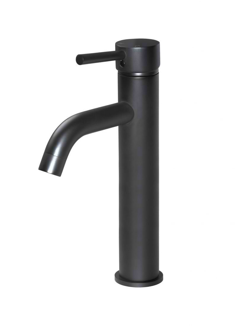 Meir Round Tall Basin Mixer Curved Matte Black