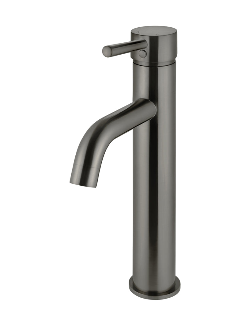 Meir Round Tall Curved Basin Mixer Shadow Gunmetal