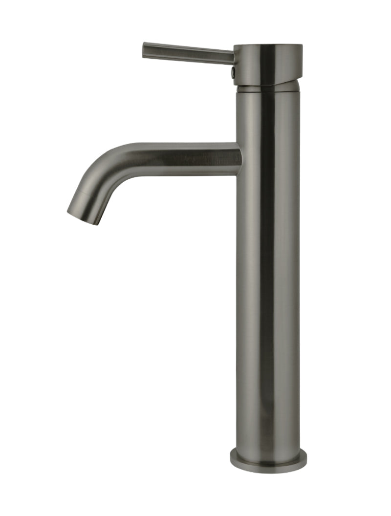 Meir Round Tall Curved Basin Mixer Shadow Gunmetal