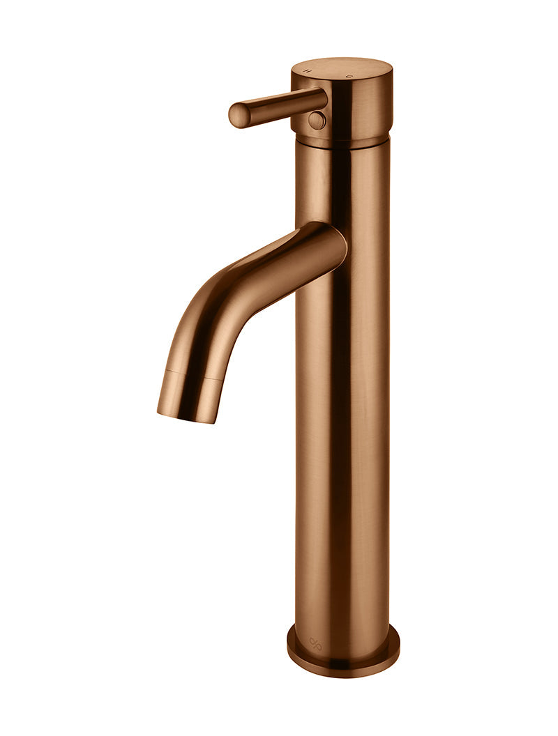 Meir Round Tall Curved Basin Mixer Tap Lustre Bronze