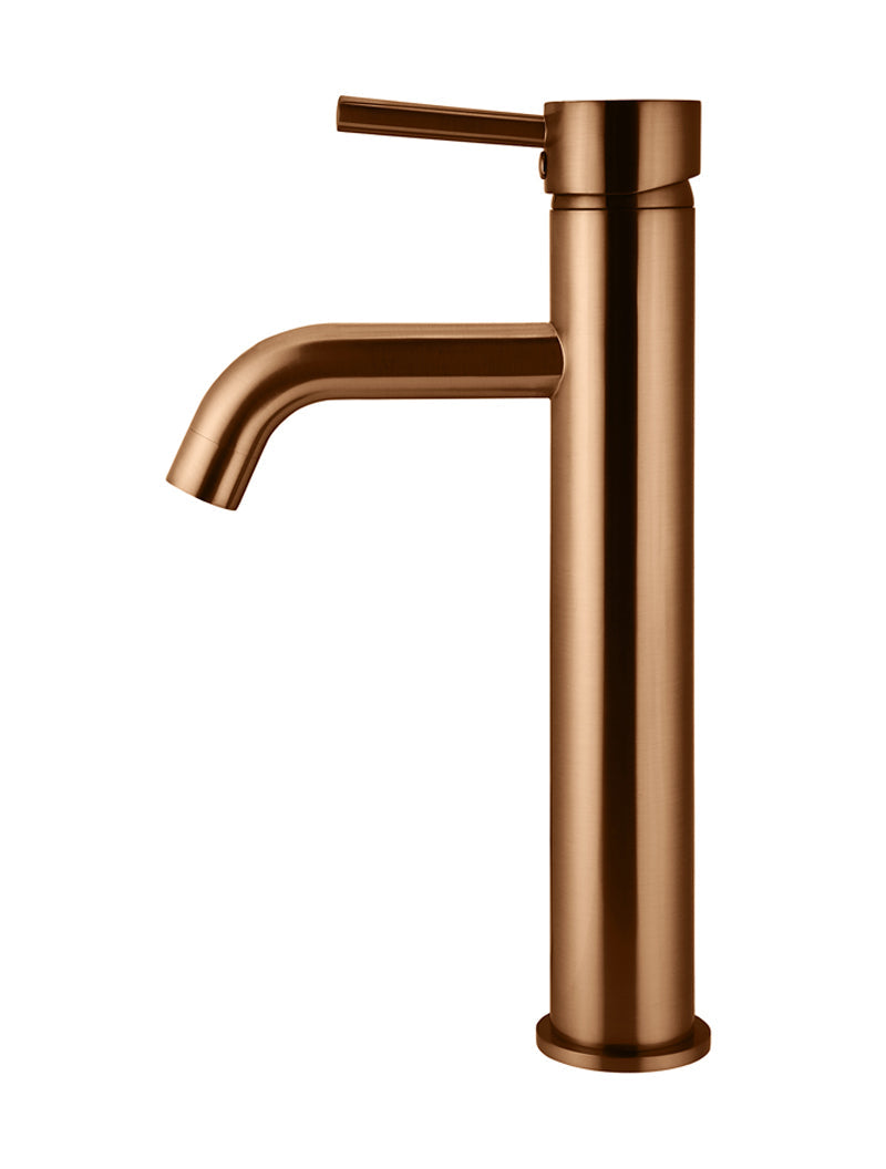 Meir Round Tall Curved Basin Mixer Tap Lustre Bronze