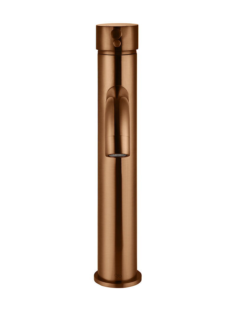 Meir Round Tall Curved Basin Mixer Tap Lustre Bronze