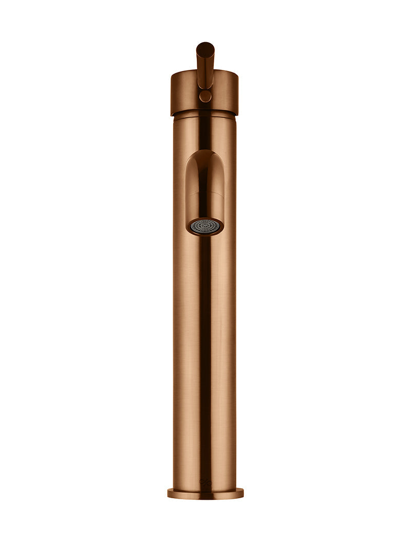 Meir Round Tall Curved Basin Mixer Tap Lustre Bronze