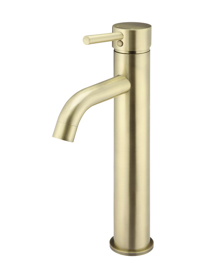 Meir Round Tall Curved Basin Mixer Tap PVD Tiger Bronze