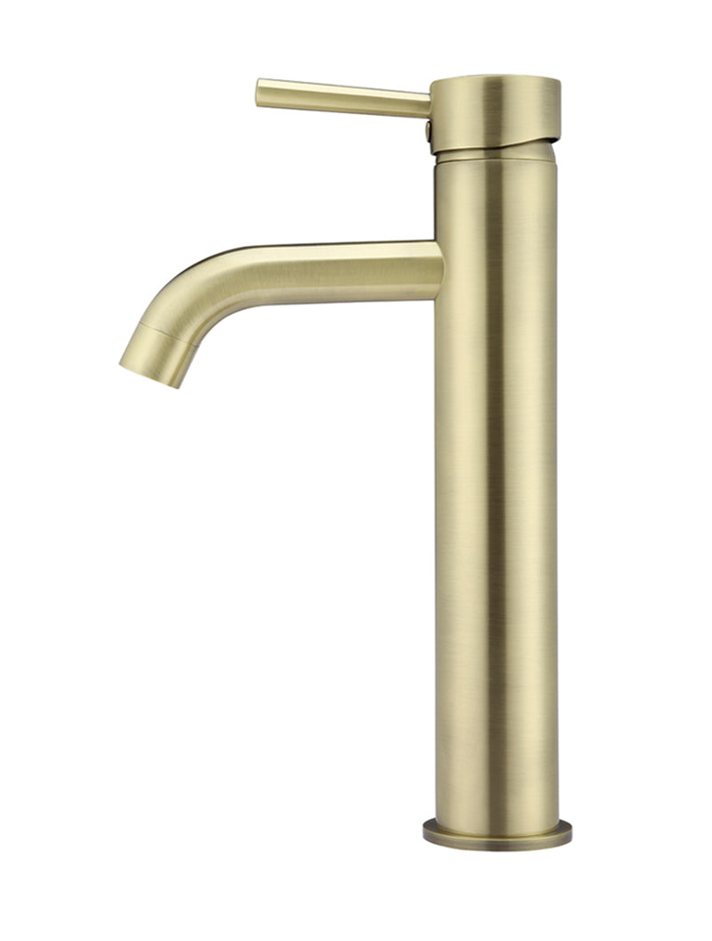 Meir Round Tall Curved Basin Mixer Tap PVD Tiger Bronze
