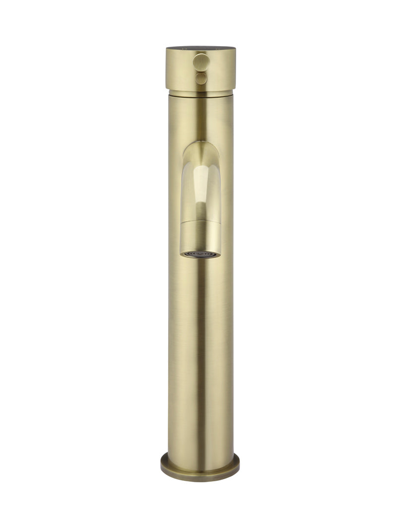 Meir Round Tall Curved Basin Mixer Tap PVD Tiger Bronze