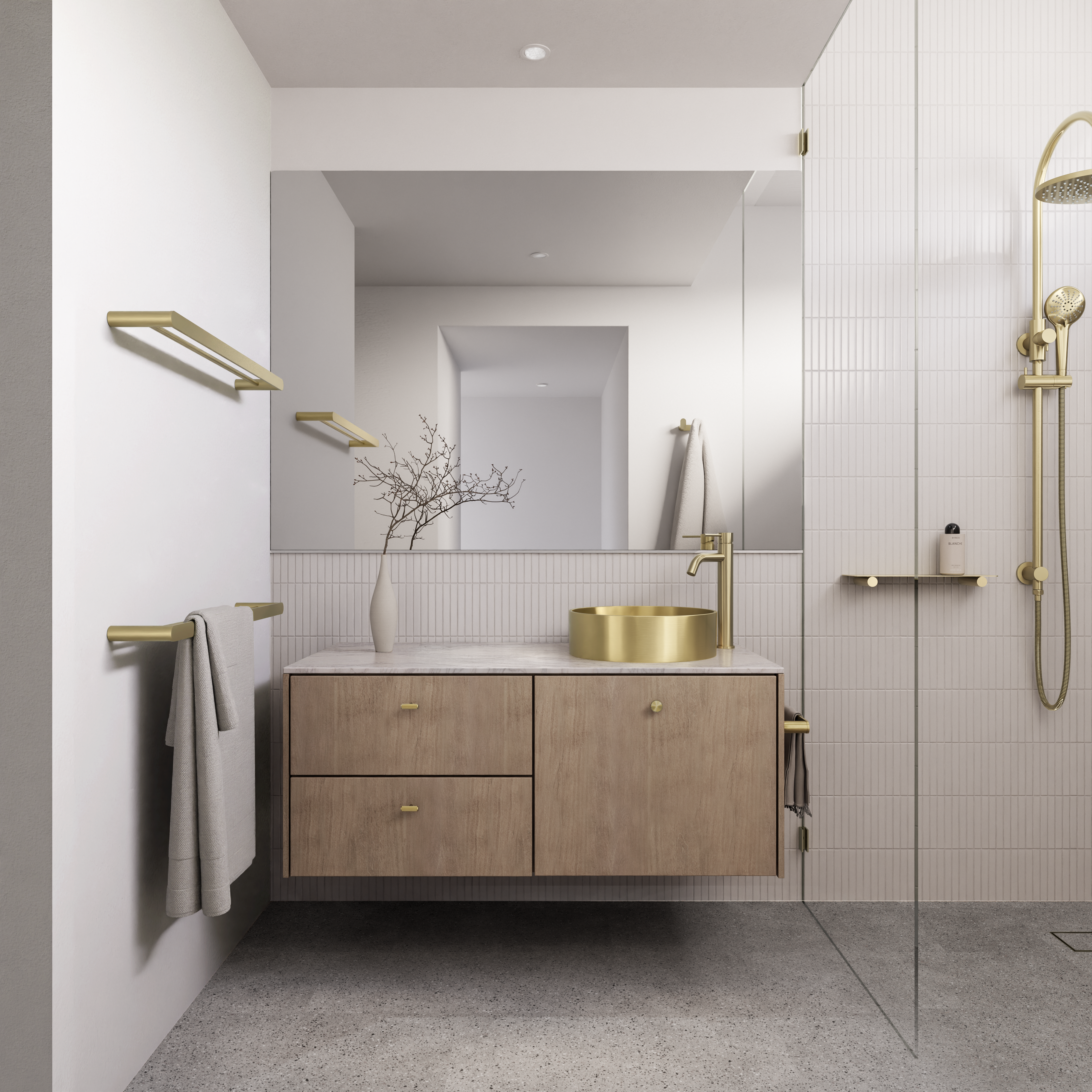 Meir Round Tall Curved Basin Mixer Tap PVD Tiger Bronze
