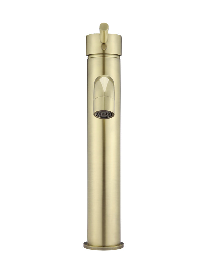 Meir Round Tall Curved Basin Mixer Tap PVD Tiger Bronze