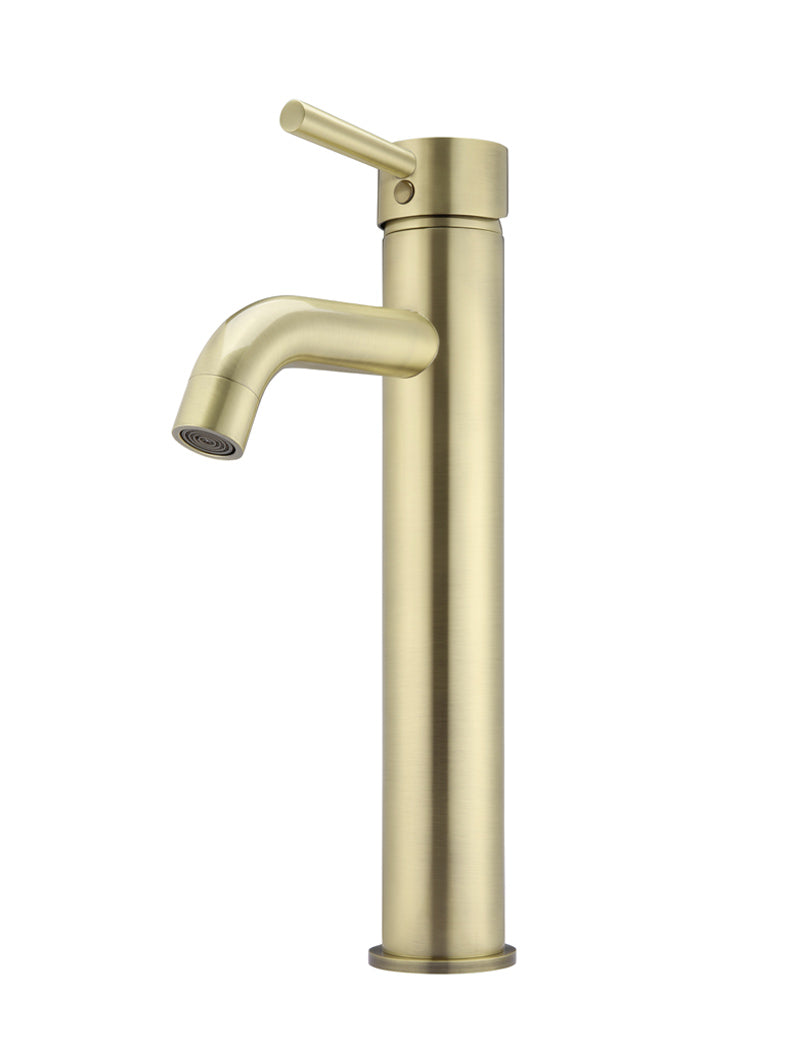 Meir Round Tall Curved Basin Mixer Tap PVD Tiger Bronze