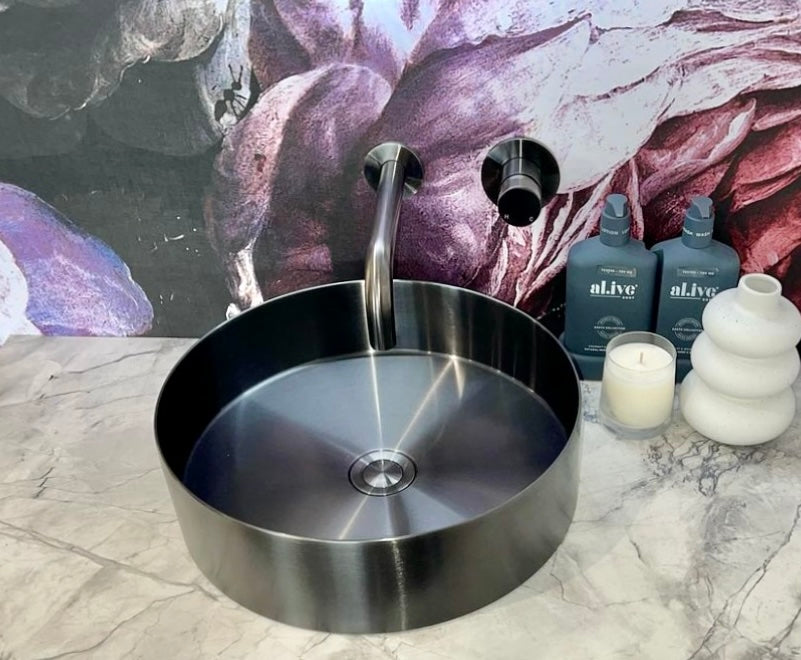 Meir Round Wall Mixer Pinless Handle Trim Kit Shadow Gunmetal