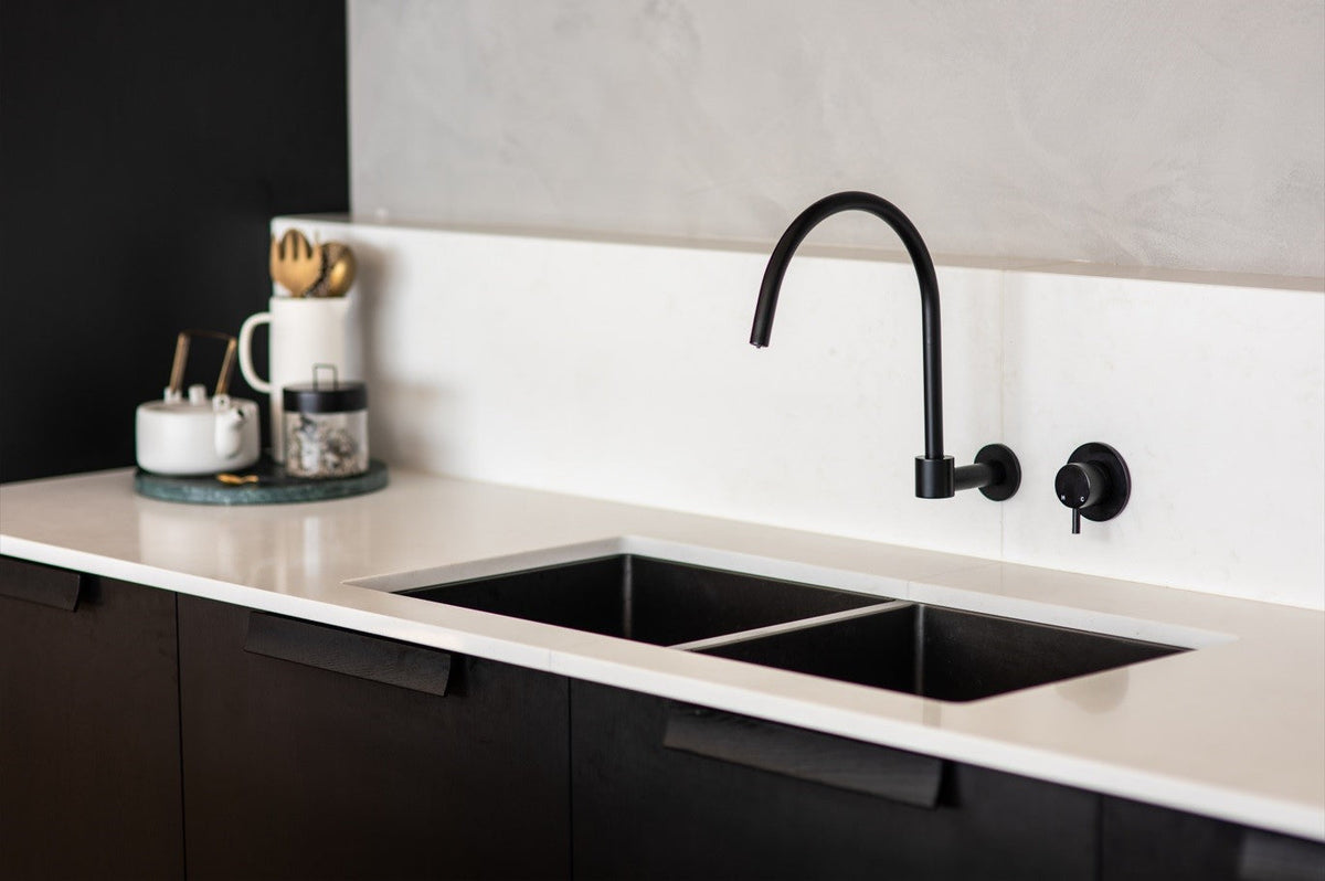 Meir Round Wall Mixer Short Pin Lever Trim Kit Matte Black