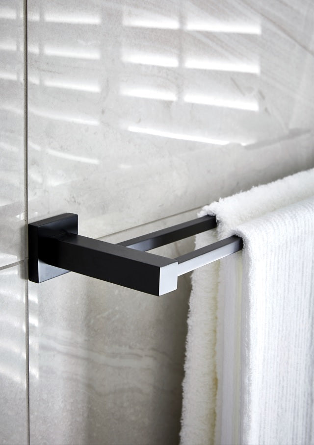 Meir Square Double Towel Rail 600mm Matte Black